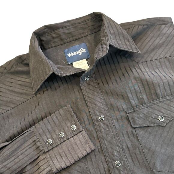 Wrangler Other - Vintage Wrangler Black Stripe Pearl Snap Long Sleeve Western Shirt Mens M